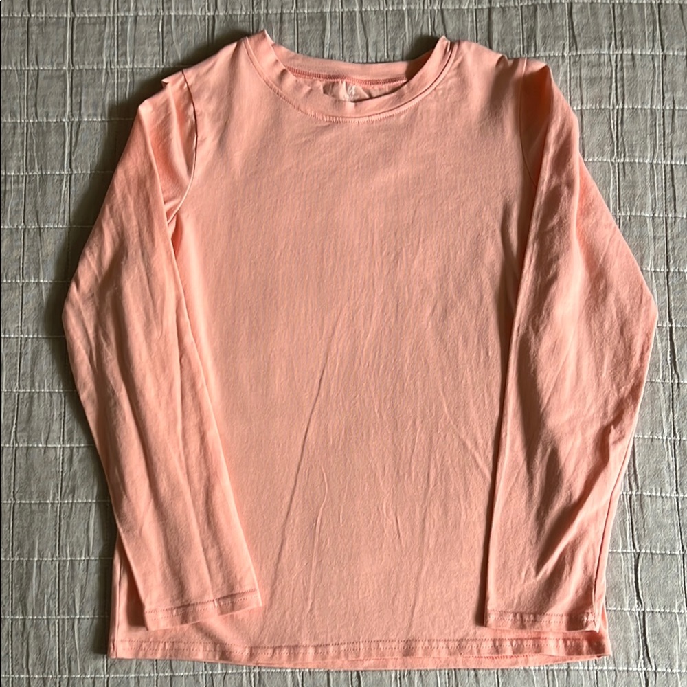 Girls Peach Long Sleeve Tee Shirt; washed and never worn, size 11-12